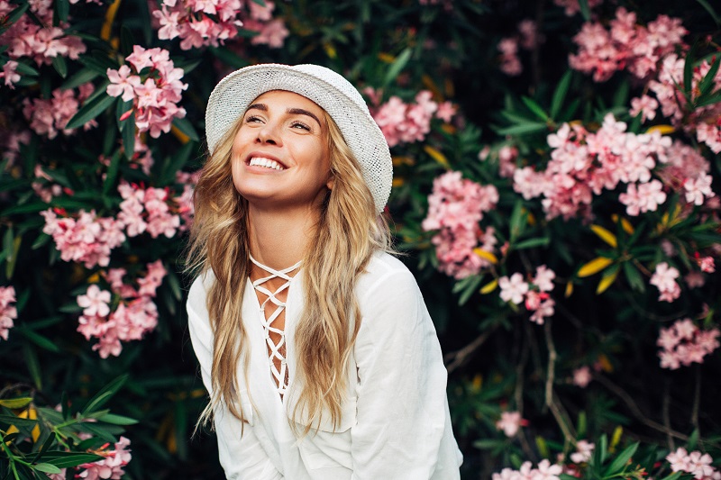 Woman smiling after spring chemical peel 